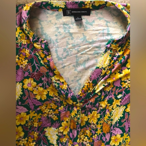 INC International Concepts Long Sleeve Floral Blouse - Picture 3 of 9